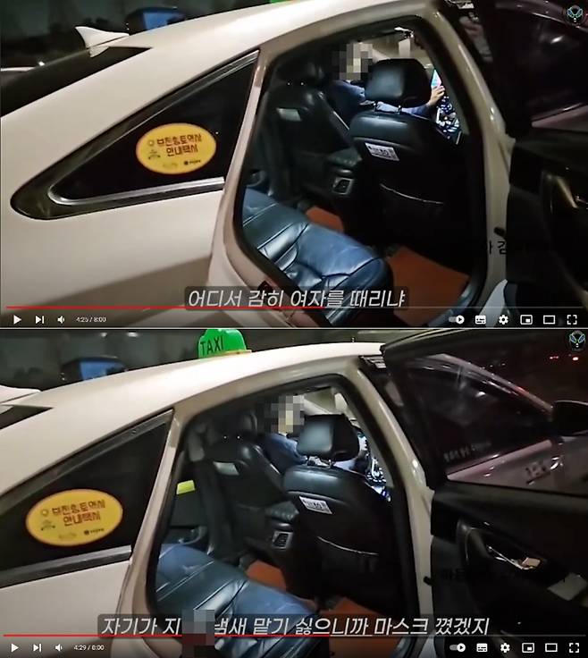 여배우 출신 유튜버의 '택시 기사' 갑질 의혹이 불거졌다. 온라인 커뮤니티 갈무리