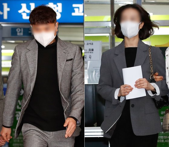 방송인 박수홍씨 출연료 등 61억원을 횡령한 혐의로 재판에 넘겨진 박씨 형 부부가 14일 오후 서울 마포구 서울서부지방법원에서 1심 선고 공판을 마친 뒤 법원을 나서고 있다. 뉴스1