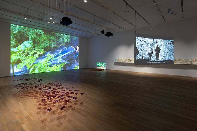 An installation view of "Green Snake: women-centered ecologies" (Tai Kwun Contemporary)