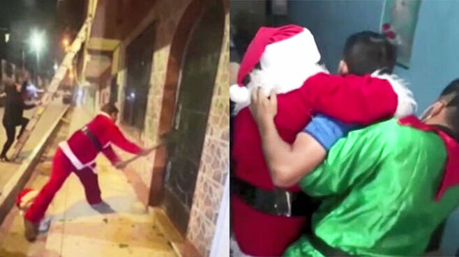 지난해 크리스마스 시즌, 산타 위장 작전 펼친 페루 경찰.