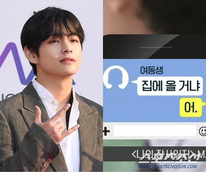 방탄소년단 뷔(왼쪽)의 메신저 말투가 재조명되고 있다. 사진=스포츠조선DB, 방송화면 캡처