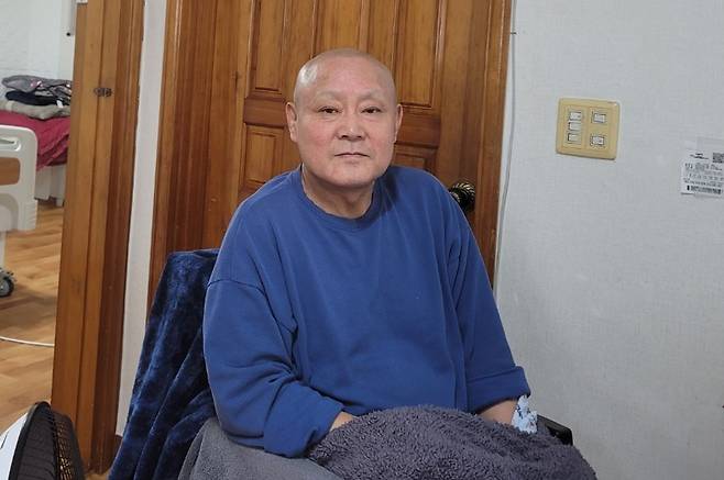 Myelitis patient Lee Myung-shik during an interview with The Korea Herald at his home on Jeju Island (Shin Ji-hye/The Korea Herald)