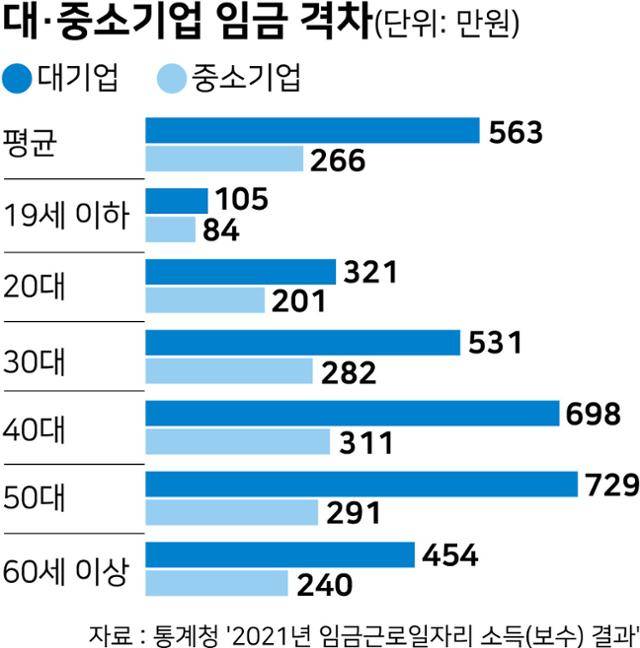대·중소기업 임금 격차. 시각물=강준구 기자