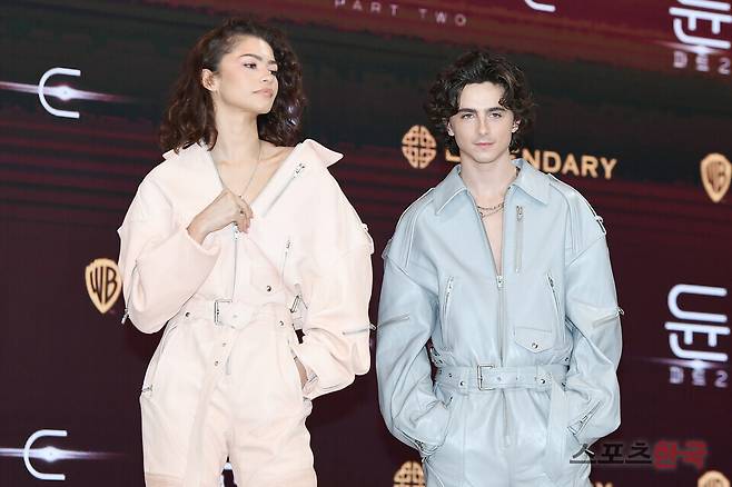 영화 '듄: 파트2' 내한 프레스 컨퍼런스에 참석한 티모시 샬라메(Timothee Chalamet), 젠데이아 콜먼(Zendaya Coleman). ⓒ이혜영 기자 lhy@hankooki.com