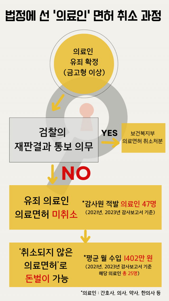 ▲법정에 선 의료인 면허 취소 과정 인포그래픽 ⓒ셜록