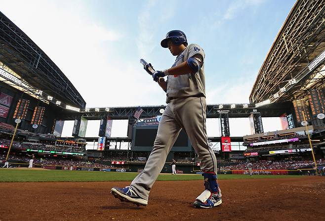 류현진은 타격을 제법 잘했다.    게티이미지코리아