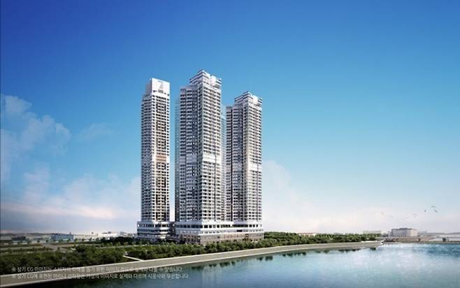 [사진: 현대건설이 안산 시화MTV에 시공하는 '힐스테이트 라군인테라스2차' 생활숙박시설 투시도]