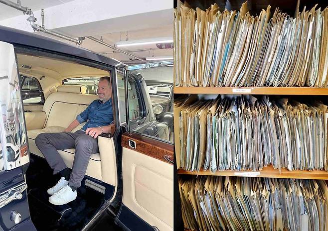 롤스로이스 애호가 클럽을 방문한 앤더스 워밍(왼쪽)과 그가 살펴본 자동차 일지 / 출처=롤스로이스