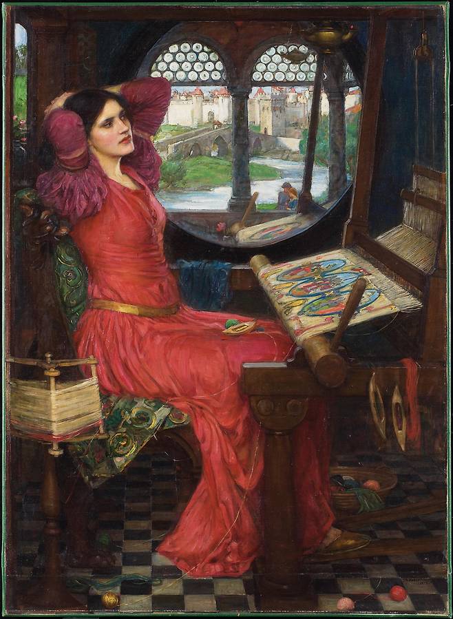 존 윌리엄 워터하우스, 샬롯의 여인은 '나는 그림자에 반쯤은 질려버렸다'고 말했다', 1915, 캔버스에 유채, 100.3x73.7cm, 온타리오 미술관