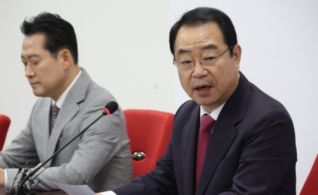 정영환 국민의힘 공천관리위원장이 23일 여의도 당사에서 제12차 공관위 회의 결과를 발표하고 있다. 연합늇