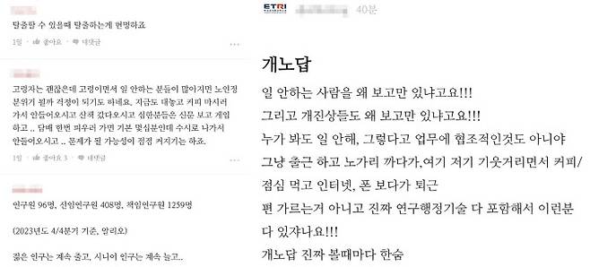 익명 게시판의 글.(자료=블라인드)