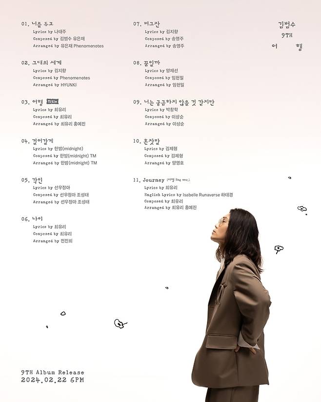 이번 앨범에는 타이틀곡 '여행'과 그 영어 버전을 포함해 총 11곡이 실렸다. 영엔터 제공