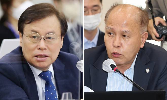 도종환 더불어민주당 의원(왼쪽),&nbsp;이용우 더불어민주당&nbsp;의원. 연합뉴스