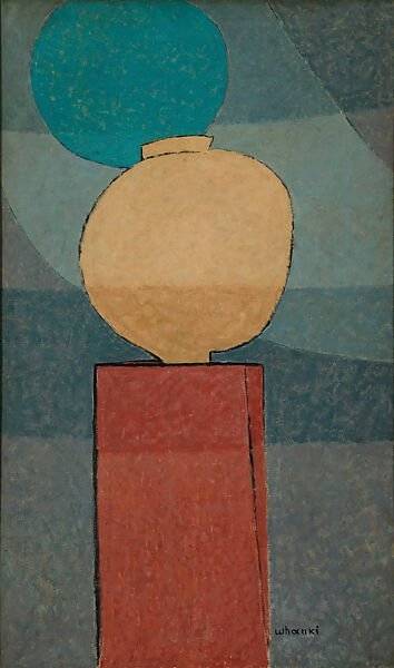 김환기의 ‘달과 항아리’(1954). 리움미술관 소장품으로 현재 메트로폴리탄 미술관 한국실 25주년 특별전에서 전시 중이다. [사진 MET]