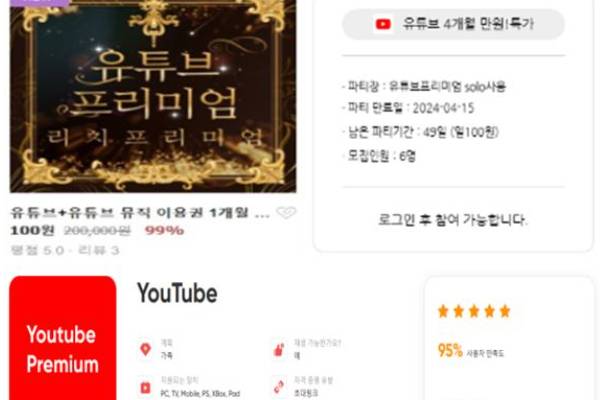 계정공유 이용권 판매 화면 (예시). 서울시 제공