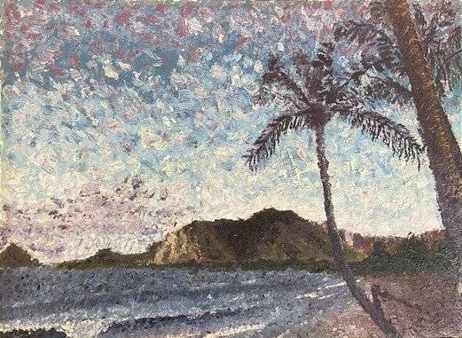 박수근의 '와이키키'(1960년대 초반)라는 제목으로 로스앤젤레스 카운티 미술관(LACMA)에서 전시중인 유화. 제목과 화가 이름은 한글로도 병기했다. 사진 독자
