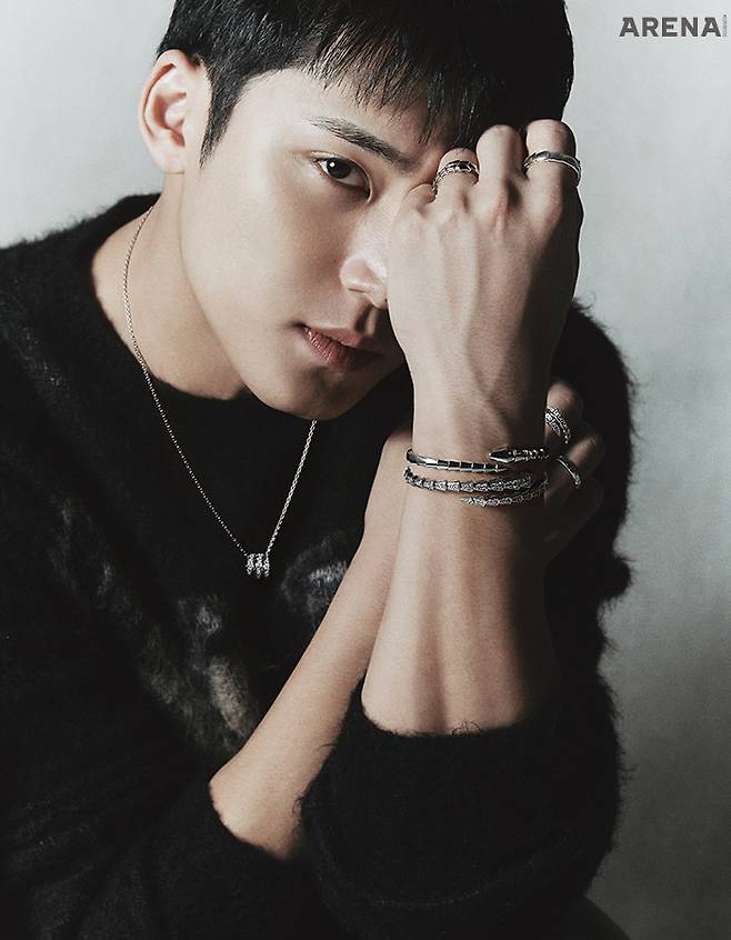 화이트 골드에 다이아몬드를 파베 세팅한 세르펜티 네크리스 1300만원·왼손 약지의 화이트 골드 소재 세르펜티 링 325만원·검지의 화이트 골드 소재의 세르펜티 링 273만원·왼손목 위의 화이트 골드 소재 세르펜티 브레이슬릿 920만원·화이트 골드에 다이아몬드를 파베 세팅한 세르펜티 브레이슬릿 4920만원·오른손 중지의 화이트 골드에 다이아몬드를 파베 세팅한 세르펜티 링 1300만원·약지의 화이트 골드 소재 세르펜티 링 195만원 모두 불가리 제품.