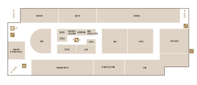 갤러리아 명품관 1층 도면. 샤넬 매장과 마주 보고 있는 임시매장 공간(팝업 존)에 구찌 팝업스토어가 들어선다. 갤러리아백화점 홈페이지 캡처