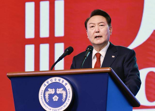 윤석열 대통령이 1일 서울 중구 유관순기념관에서 열린 제105주년 3·1절 기념식에서 기념사하고 있다. 뉴시스