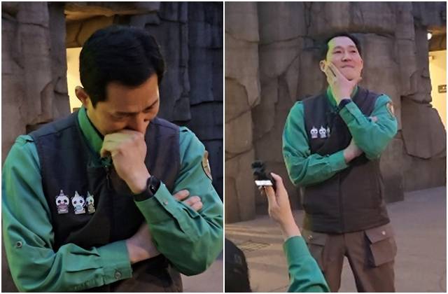 3일 푸바오 퇴근 이후 팬들을 만나 이야기하다 눈시울 붉히는 송영관 사육사. 주토피아 팬카페 영상 캡처