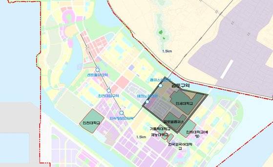 송도 대학로 위치도. 인천경제자유구역청
