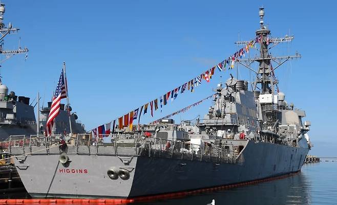 미 해군 이지스구축함 ‘히긴스함’. [히긴스함 공식 페이스북 계정]