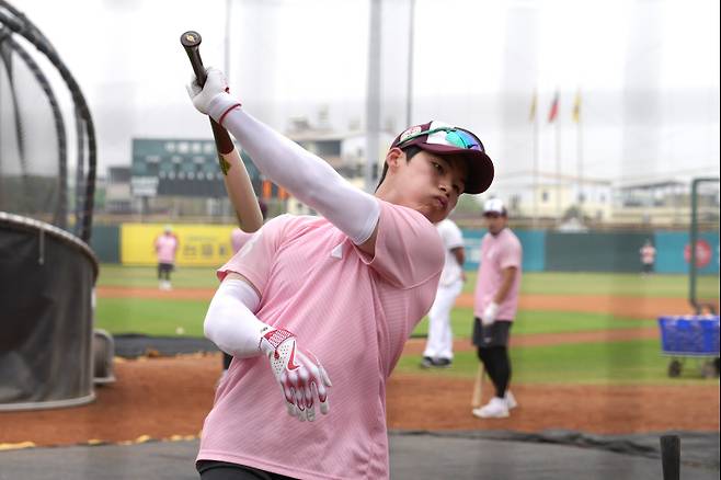 키움의 2차 스프링캠프에서 타격 훈련을 하고 있는 김혜성. 사진=키움 히어로즈 