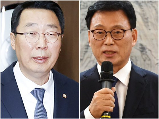 윤영찬 더불어민주당 의원(왼쪽)과 박광온 의원. 중앙포토