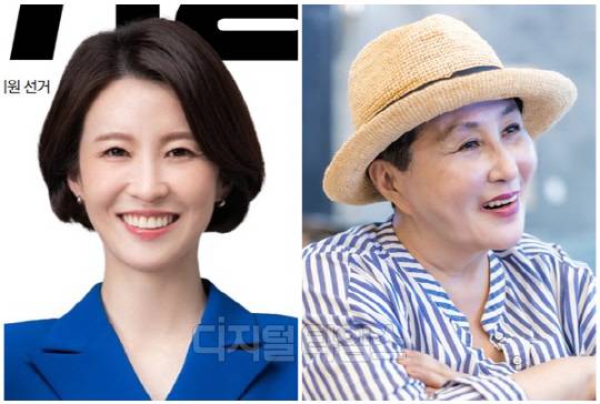 안귀령(왼쪽) 더불어민주당 더불어민주당 서울 도봉갑 국회의원 후보와 전여옥 전 의원. <디지털타임스 박동욱 기자, 디지털타임스 DB>