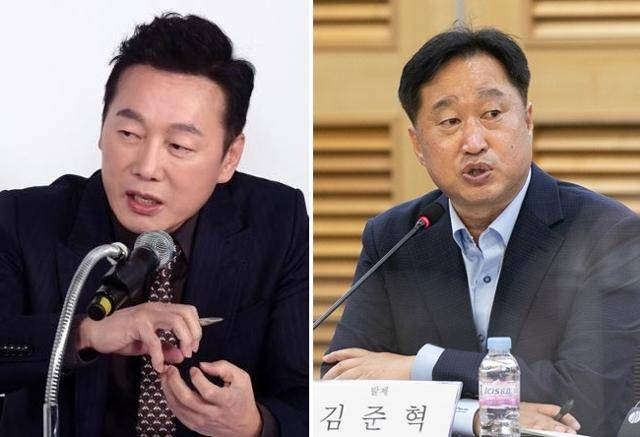 더불어민주당 4·10 총선에서 박용진(재선) 의원을 꺾고 서울 강북을 후보로 확정된 정봉주 전 의원(왼쪽). 박광온(3선) 의원과의 경쟁에서 승리하며 경기 수원정 공천장을 따낸 김준혁 당 전략기획부위원장. 두 사람 공히 과거 막말 발언이 알려지며 논란이다. 한국일보 자료사진