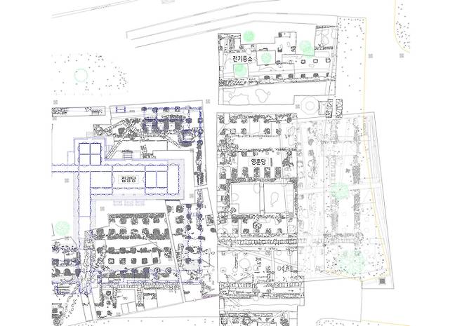 국립문화재연구원의 영훈당 권역 발굴 조사도. 위쪽에 전기등소 터가 자리하고 있다. 문화재청 제공