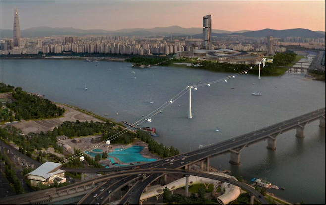 서울시가 추진 논의 중인 한강변 곤돌라 예시도.[자료제공=서울시]