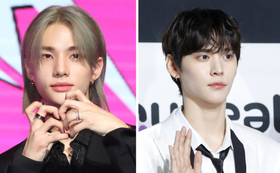 Boy band Stray Kids' Hyunjin, left, and Riize's Eunseok [NEWS1]