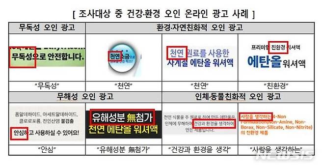 [서울=뉴시스]조사대상 중 건강·환경 오인 온라인 광고 사례.2024.03.14.(사진=한국소비자원 제공)photo@newsis.com