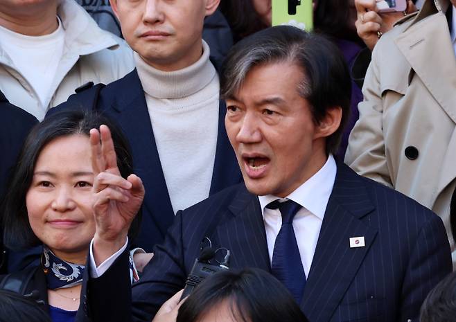 조국혁신당 조국 대표가 14일 오후 광주 동구 충장로에서 발언하고 있다. 연합뉴스