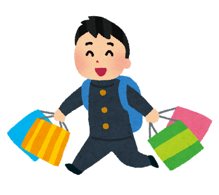 수학여행을 다녀온 뒤 오미야게를 사가는 학생 일러스트.(사진출처=이라스토야)