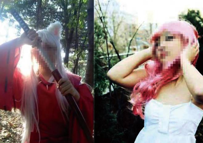 신촌 살인 사건 가해자 이아무개군과 홍아무개양이 코스프레 모델로 나선 모습 ⓒ온라인 커뮤니티