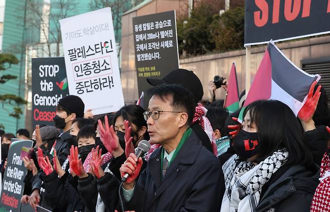 양경규 녹색정의당 국회의원이 발언하고 있다. 신소영 기자