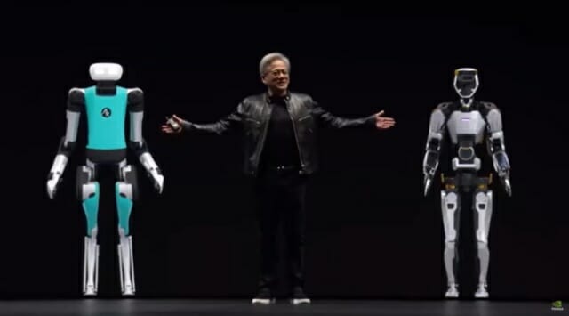 엔비디아가 휴머노이드 로봇 개발을 위한 AI 플랫폼 ‘그루트’를 발표했다. (사진=씨넷 영상 캡쳐)