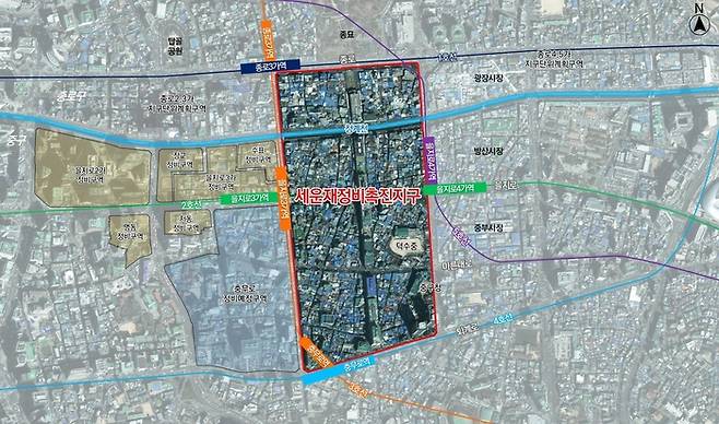 세운재정비촉진지구 위치도. [서울시 제공]