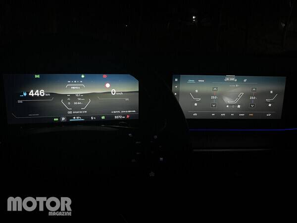 ​​KGM 토레스 EVX 히터 틀기 전, 446km를 주행할 수 있다.&nbsp; 사진 모터매거진 윤성 기자