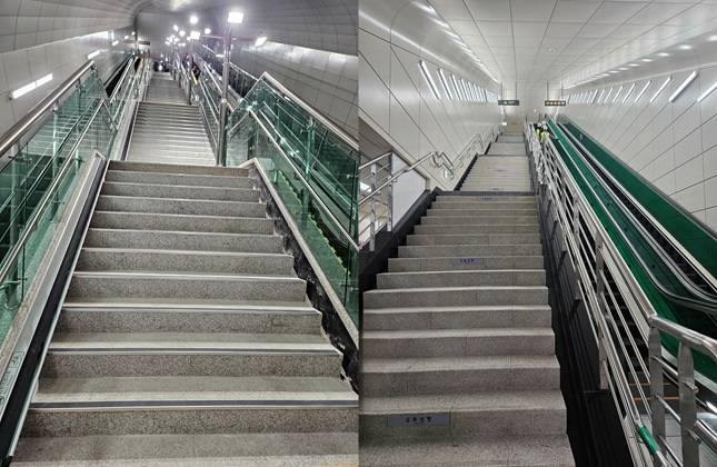 GTX 역사 내부 계단과 에스컬레이터./사진=채신화 기자