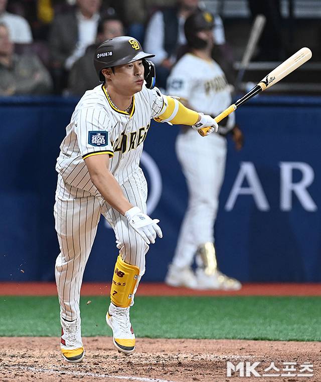 21일 다저스전에서 올 시즌 첫 타점을 올린 샌디에이고 김하성. 사진(고척 서울)=천정환 기자