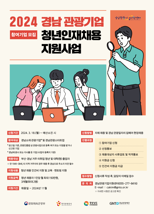 경남관광재단이 추진하는 청년 인재 채용 지원사업 포스터. 사진제공=경남도