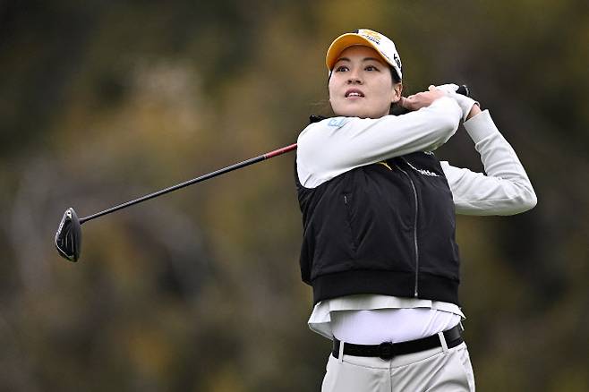 전인지가 22일 열린 LPGA 투어 퍼 힐스 박세리 챔피언십 1라운드에서 드라이버 티샷을 날리고 있다.(사진=AFPBBNews)