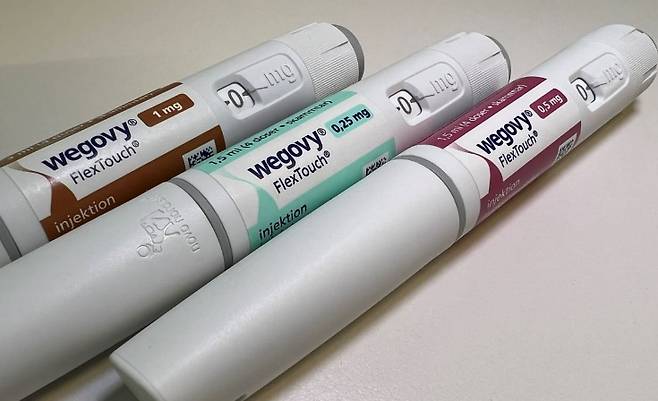 위고비가 심혈관 질환 예방치료제로 적응증을 확대하면서 미국 공공 의료보험시스템 적용을 받을 수 있게 됐다. 국내 보험 적용 여부는 불투명하다. /노보노디스크 제공(위고비 사진)/연합뉴스