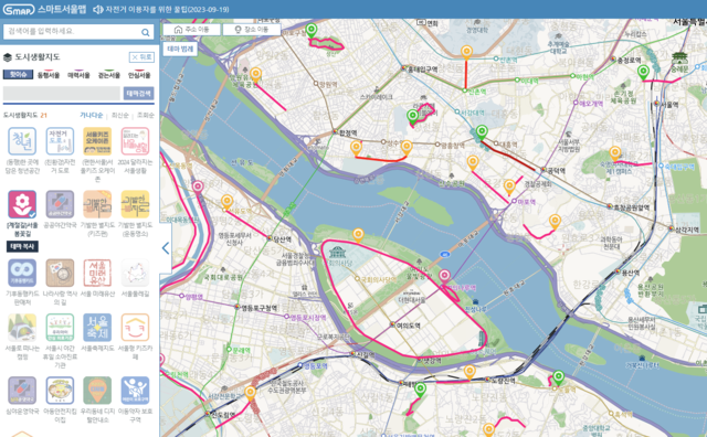 봄꽃길 테마지도를 통해 본 서울 봄꽃길. 스마트서울맵 홈페이지