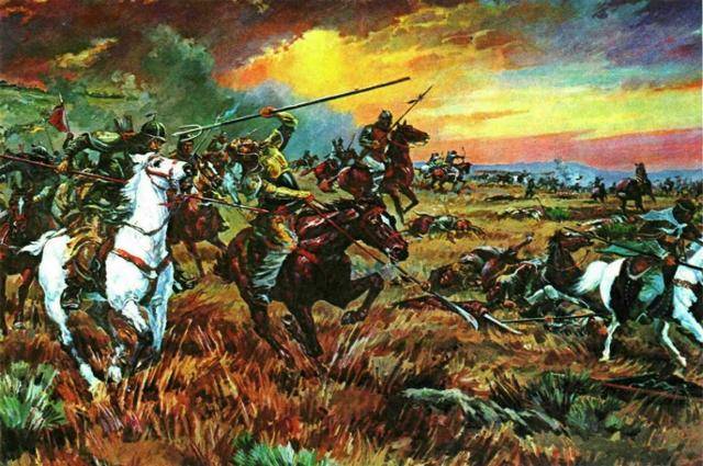 신라가 고구려, 백제 유민과 힘을 합쳐 당나라에 대승을 거둔 매소성 전투를 묘사한 오승우 작가의 '신라의 당군 격퇴와 삼국통일'. 정부공공저작물·전쟁기념관