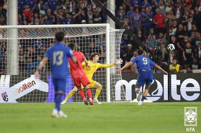 26일 태국 방콕의 라자망갈라 스타디움에서 열린 2026 FIFA 북중미 월드컵 아시아 2차 예선 태국전 경기 모습. 사진=대한축구협회