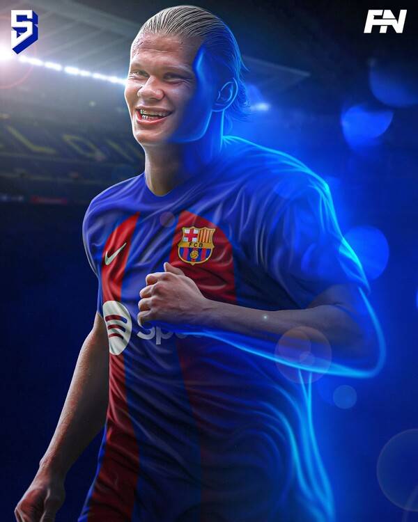 맨체스터 시티의 공격수 엘링 홀란드. 당초 레알 마드리드가 적극적인 관심을 보이면서 이적이 임박했다는 분위기가 감지됐지만, 지난달 에이전트가 바르셀로나의 레전드이자 디렉터 데쿠를 만나면서 새로운 국면을 맞는 것이 아니냐는 전망이다. 사진┃Football Newz